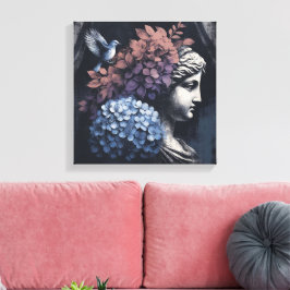 Klassieke scène met gipsombeeld canvas afdruk