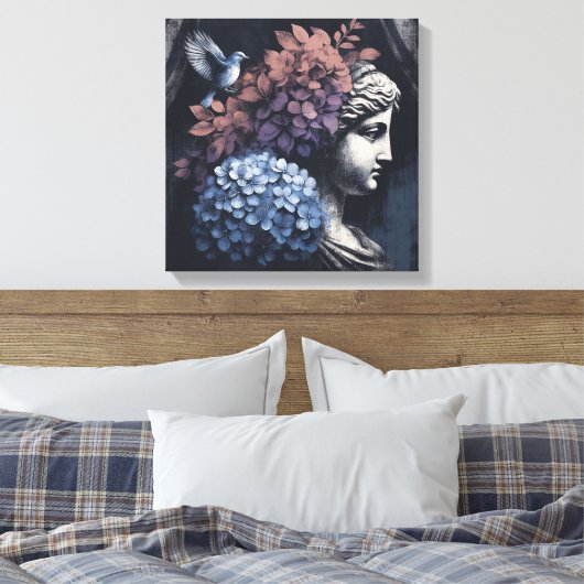 Klassieke scène met gipsombeeld canvas afdruk (Insitu (Slaapkamer))