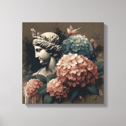 Klassieke scène met gipsombeeld canvas afdruk (Voorkant)