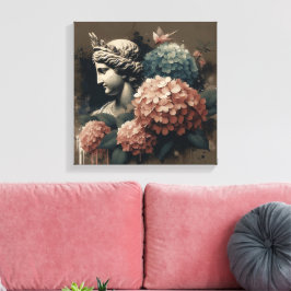 Klassieke scène met gipsombeeld canvas afdruk