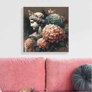 Klassieke scène met gipsombeeld canvas afdruk
