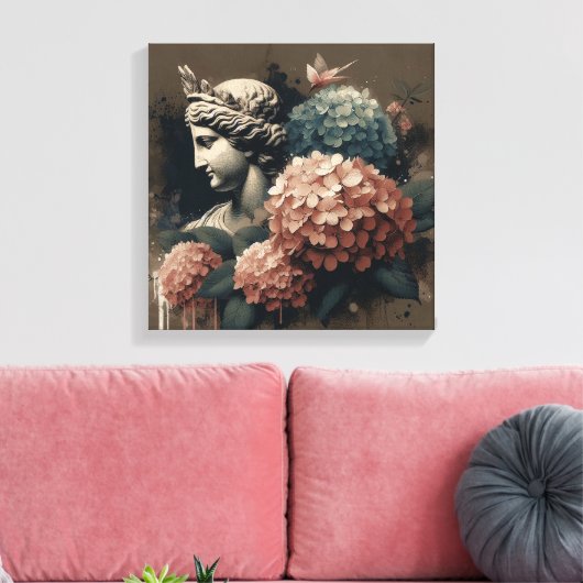 Klassieke scène met gipsombeeld canvas afdruk (Insitu (Woonkamer))