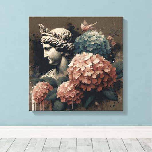 Klassieke scène met gipsombeeld canvas afdruk (Insitu (Houten vloer))