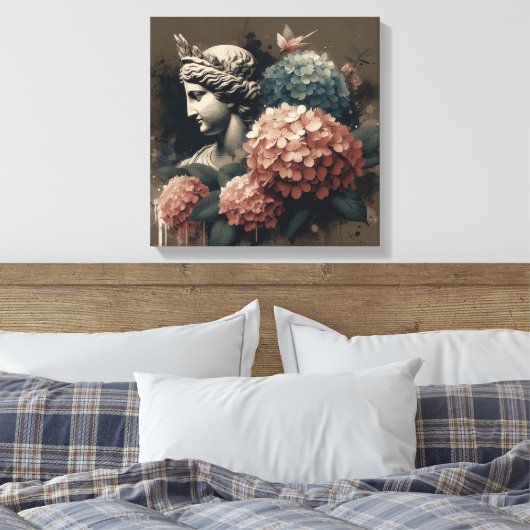 Klassieke scène met gipsombeeld canvas afdruk (Insitu (Slaapkamer))