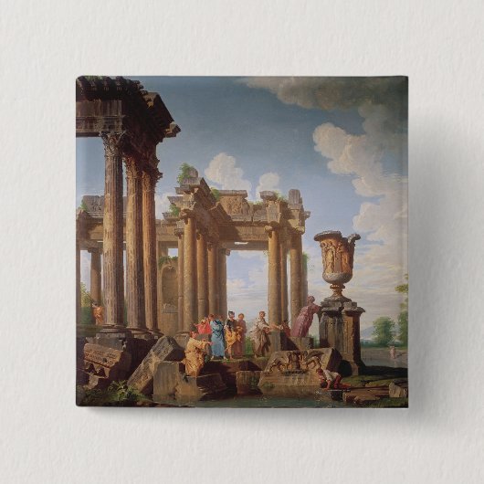 Klassieke scène vierkante button 5,1 cm (Voorkant)