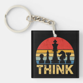 Klassieke schaakbord kunst van zonsondergang - Ins Sleutelhanger