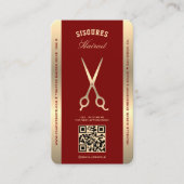 Klassieke Schaar Deep Red Barber Loyalty Kaart Visitekaartje (Voorkant)