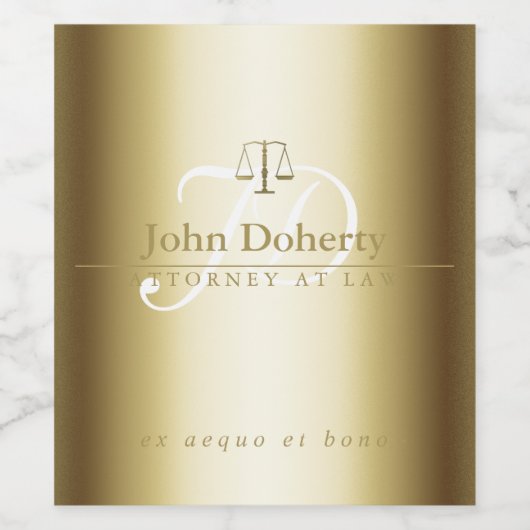 Klassieke Schalen van Gerechtigheid | Gouden Initi Wijn Etiket (Enkel label)