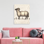 Klassieke Schapen Illustratie: Boerderij Kunst Canvas Afdruk (Insitu (Woonkamer))