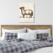 Klassieke Schapen Illustratie: Boerderij Kunst Canvas Afdruk (Insitu (Slaapkamer))