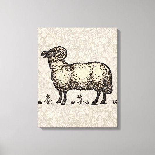 Klassieke Schapen Illustratie: Boerderij Kunst Canvas Afdruk (Voorkant)