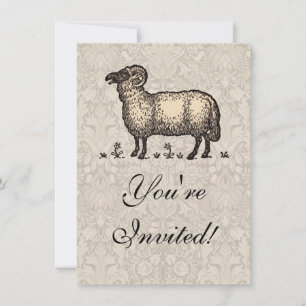 Klassieke Schapen Illustratie: Boerderij Kunst Kaart