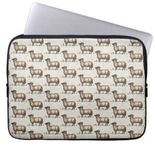 Klassieke Schapen Illustratie: Boerderij Kunst Laptop Sleeve