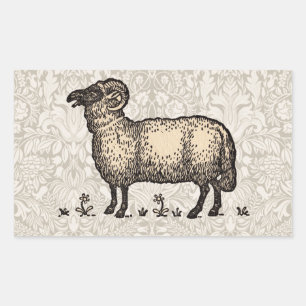 Klassieke Schapen Illustratie: Boerderij Kunst Rechthoekige Sticker