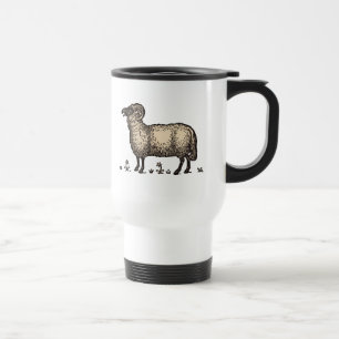 Klassieke Schapen Illustratie: Boerderij Kunst Reisbeker