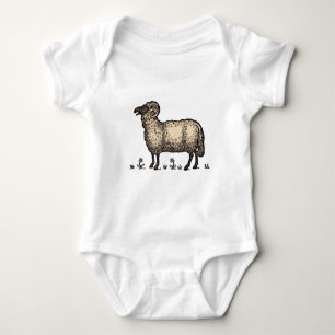 Klassieke Schapen Illustratie: Boerderij Kunst Romper