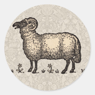 Klassieke Schapen Illustratie: Boerderij Kunst Ronde Sticker