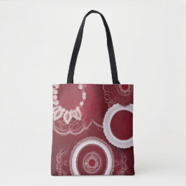 Klassieke scharlaken kanten kleedjes & kantcollage tote bag