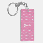 Klassieke Schattigee Chic Name Polka Dots Roze en  Sleutelhanger (Voorkant Links)
