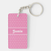 Klassieke Schattigee Chic Name Polka Dots Roze en  Sleutelhanger (achterkant)
