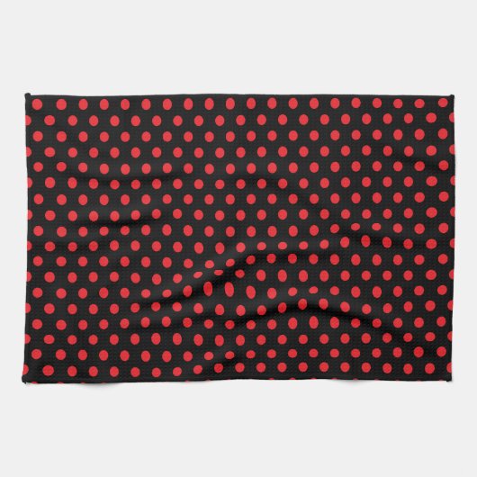 Klassieke Schattigee Chic Retro Red Polka Dots op  Theedoek (Horizontaal)