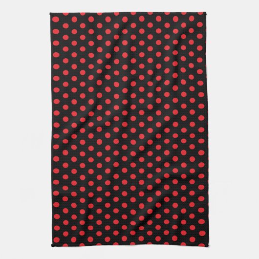 Klassieke Schattigee Chic Retro Red Polka Dots op Theedoek (Verticaal)