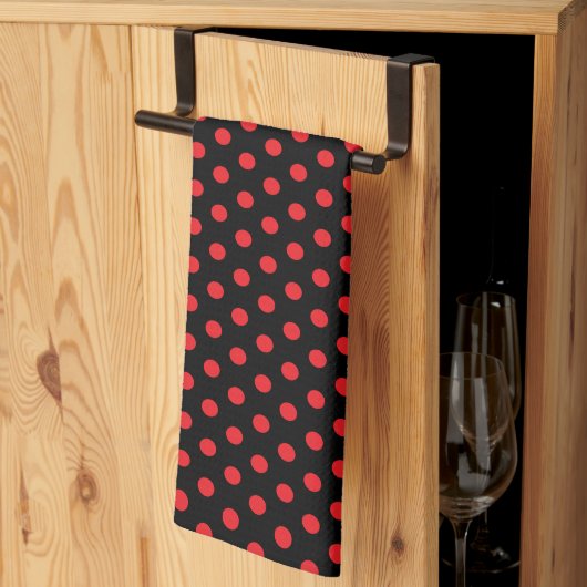 Klassieke Schattigee Chic Retro Red Polka Dots op  Theedoek (Derde Gevouwen)