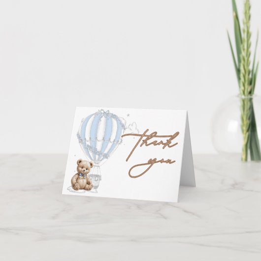 Klassieke Schattigee Teddy Bear Toile Balloon Kall Bedankkaart (Voorkant)