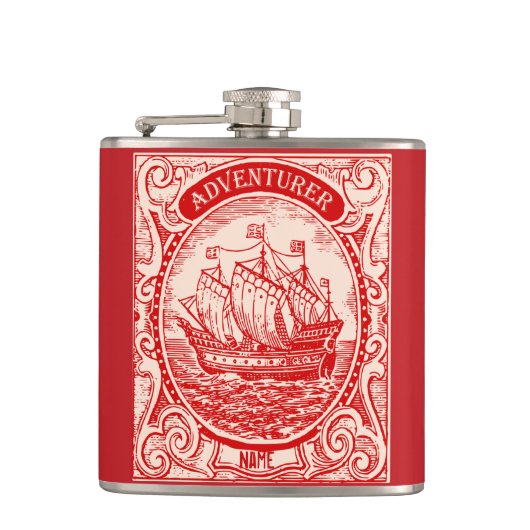 Klassieke schedel Antiek  avonturier Zee Heupfles (Voorkant)