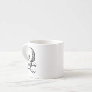 Klassieke Schedel en Gekruiste Botten Grafiek Espresso Kop