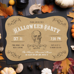 Klassieke Schedel Halloween Kostuumfeest Kaart