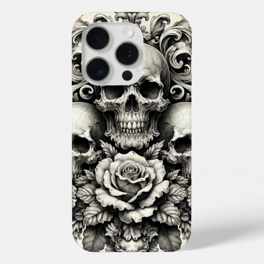 Klassieke Schedels en Rozen Case-Mate iPhone Case (Achterkant)
