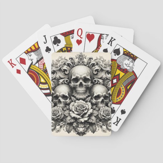 Klassieke Schedels en Rozen Pokerkaarten (Achterkant)
