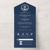 Klassieke scheepsanker alles-in-één trouwkaart all in one uitnodiging (Binnen)