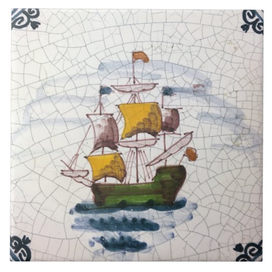 Klassieke scheepskunst van zeilschepen tegeltje (Voorkant)