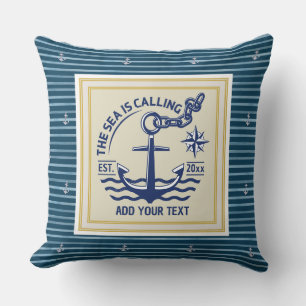 Klassieke scheepsnavineblauwe en gouden anker gest kussen