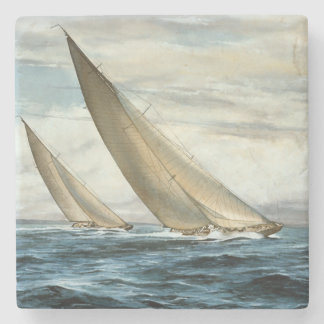 Klassieke scheepvaartschilderij stenen onderzetter