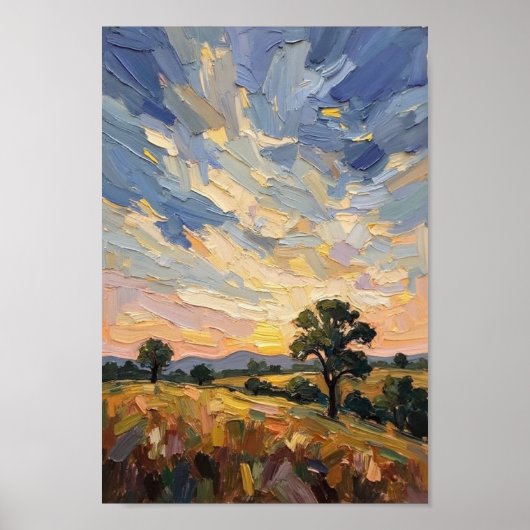 Klassieke schemering landschapskunst poster (Voorkant)