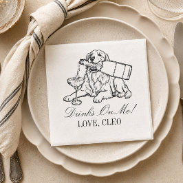 Klassieke schets Golden Retriever Champagne Bruilo Servet