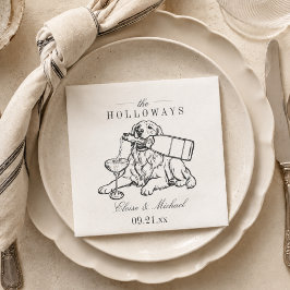 Klassieke schets Gouden Retriever Champagne Bruilo Servet