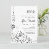 Klassieke schets tafelsetting Ramadan Iftar-diner Kaart (Staand voorkant)
