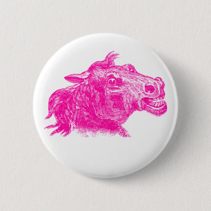 Klassieke schets van een intens paardenhoofd in ku ronde button 5,7 cm