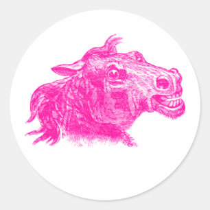 Klassieke schets van een intens paardenhoofd in ku ronde sticker