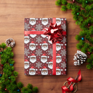 Klassieke schets Zwarte Kerstman Gemberkoek Patroo Cadeaupapier