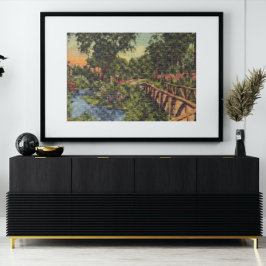  Klassieke Schilderachtig Floral Lake Bridge Poster