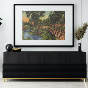  Klassieke Schilderachtig Floral Lake Bridge Poster