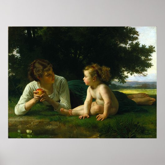 Klassieke schildering van Bouguereau: Temptation ( Poster (Voorkant)