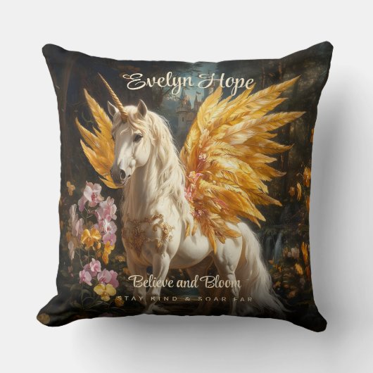 Klassieke Schildering Witte Pegasus Met Gouden Vle Kussen (Voorkant)