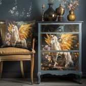 Klassieke Schildering Witte Pegasus Met Gouden Vle Kussen