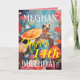 Klassieke Schildpad en Oceaan Gelukkige Verjaardag Kaart